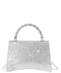 Rhinestone Handle Curve Bag HD-3979 SILVER